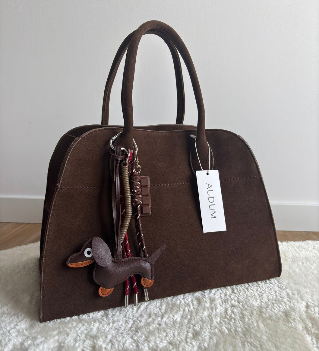Cute Dachshund Leather Keychain – Playful & Stylish Accessory - in Dark Brown | Arvea Bags