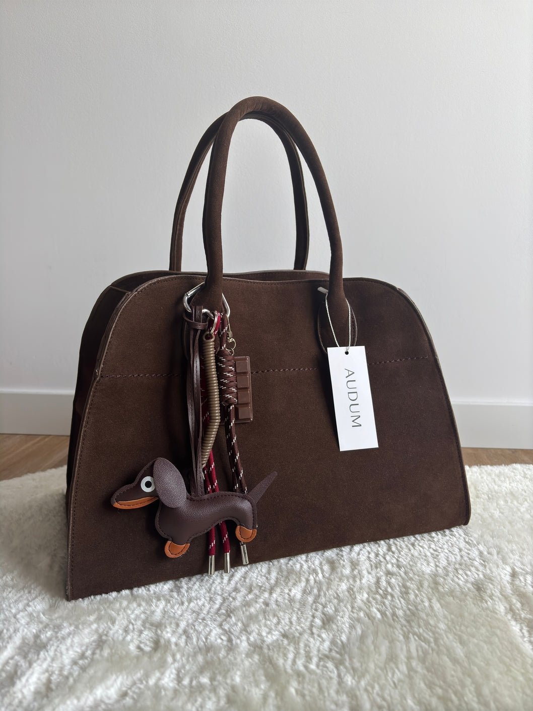 Cute Dachshund Leather Keychain – Playful & Stylish Accessory - in Dark Brown | Arvea Bags