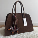 Cute Dachshund Leather Keychain – Playful & Stylish Accessory - in Dark Brown | Arvea Bags