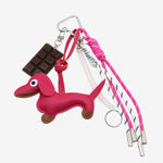 Cute Dachshund Leather Keychain – Playful & Stylish Accessory - in Light Pink | Arvea Bags