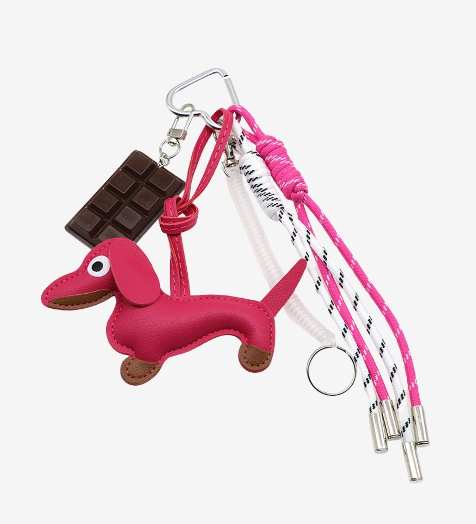 Cute Dachshund Leather Keychain – Playful & Stylish Accessory - in Light Pink | Arvea Bags