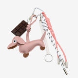 Cute Dachshund Leather Keychain – Playful & Stylish Accessory - in Salmon Pink | Arvea Bags
