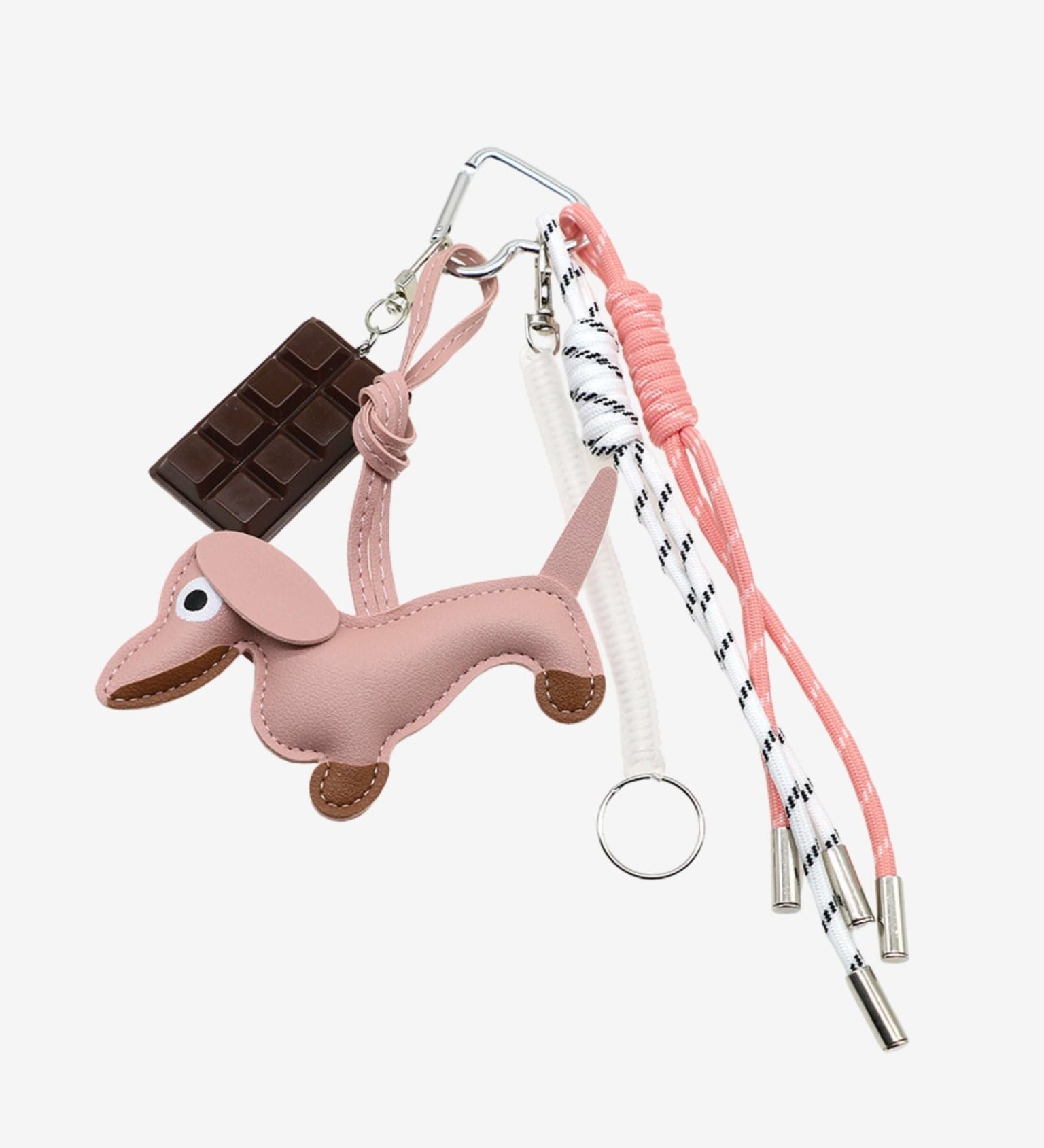 Cute Dachshund Leather Keychain – Playful & Stylish Accessory - in Salmon Pink | Arvea Bags