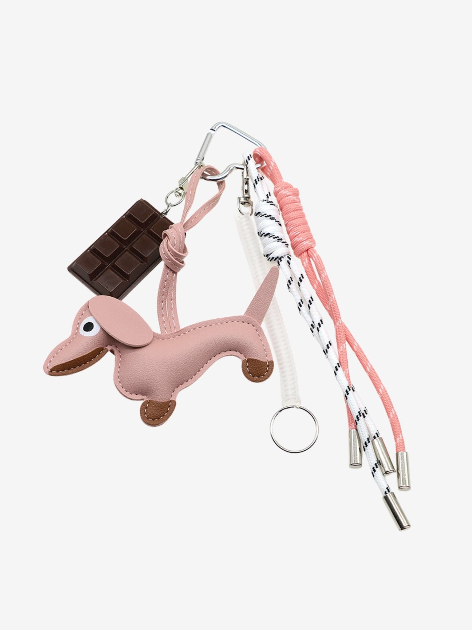 Cute Dachshund Leather Keychain – Playful & Stylish Accessory - in Salmon Pink | Arvea Bags