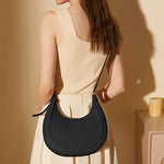 Dahlia Crescent Shoulder Bag – Sleek Black Minimalist Design - in Black | Arvea Bags