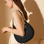Dahlia Crescent Shoulder Bag – Sleek Black Minimalist Design - in Black | Arvea Bags