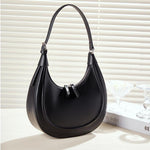 Dahlia Crescent Shoulder Bag – Sleek Black Minimalist Design - in Black | Arvea Bags