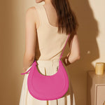 Dahlia Crescent Shoulder Bag – Sleek Black Minimalist Design - in Salmon Pink | Arvea Bags
