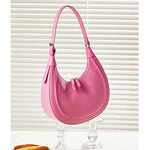 Dahlia Crescent Shoulder Bag – Sleek Black Minimalist Design - in Salmon Pink | Arvea Bags