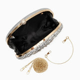 Dahlia | Pink Crystal Floral Evening Clutch – Radiant Bloom - in Silver | Arvea Bags