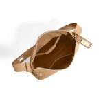 Delia Taupe Geometric Leather Shoulder Bag – Designer Handbag for Women - in Taupe | Arvea Bags