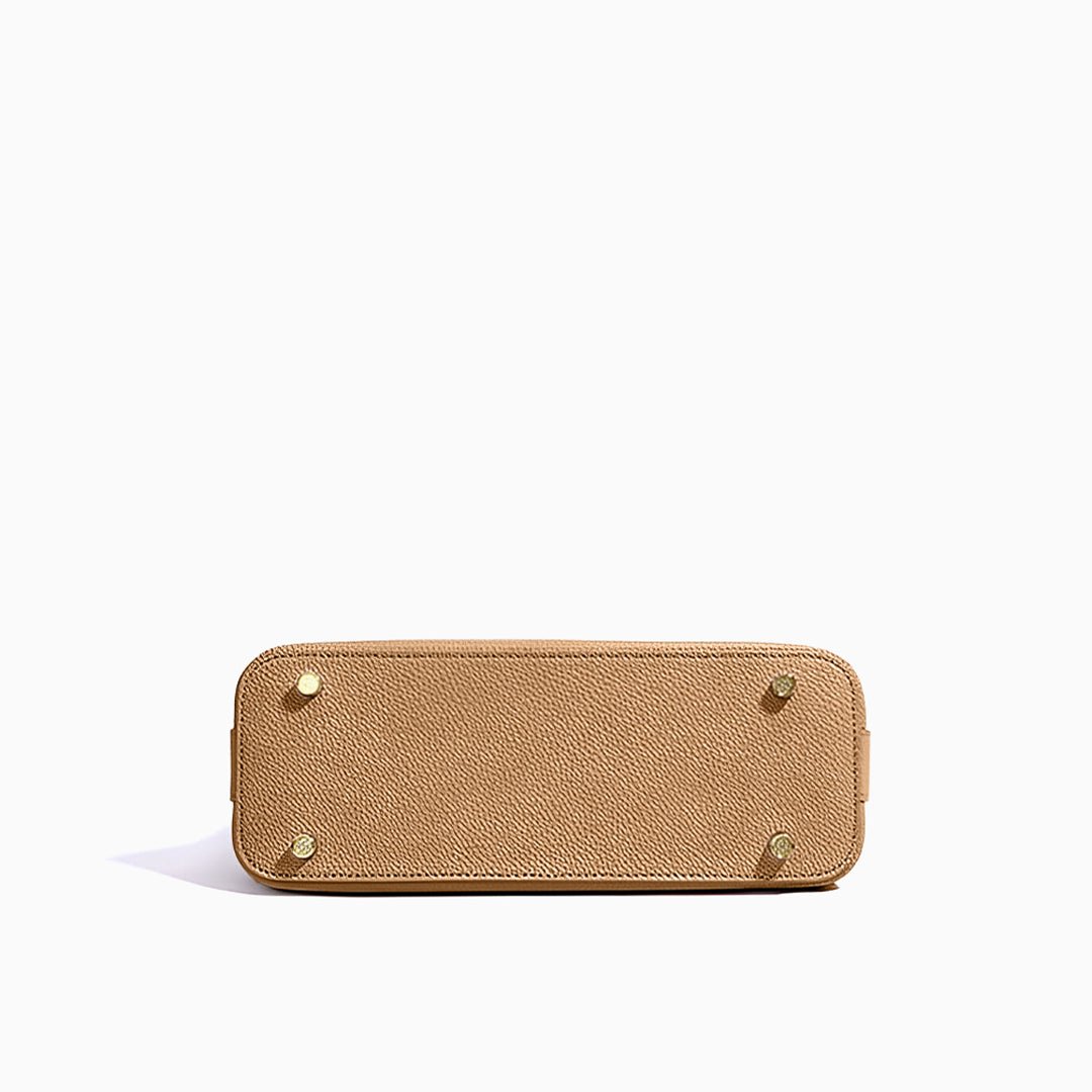 Delia Taupe Geometric Leather Shoulder Bag – Designer Handbag for Women - in Taupe | Arvea Bags