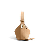 Delia Taupe Geometric Leather Shoulder Bag – Designer Handbag for Women - in Taupe | Arvea Bags