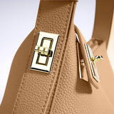 Delia Taupe Geometric Leather Shoulder Bag – Designer Handbag for Women - in Taupe | Arvea Bags