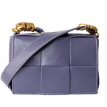 Delphine | Black Woven Leather Small Handbags Crossbody Flap Square Purse - in Green | Arvea Bags