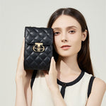 Delsia | Quilted Leather Crossbody Bag – Sophisticated & Timeless Design - in Black | Arvea Bags