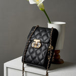 Delsia | Quilted Leather Crossbody Bag – Sophisticated & Timeless Design - in Black | Arvea Bags