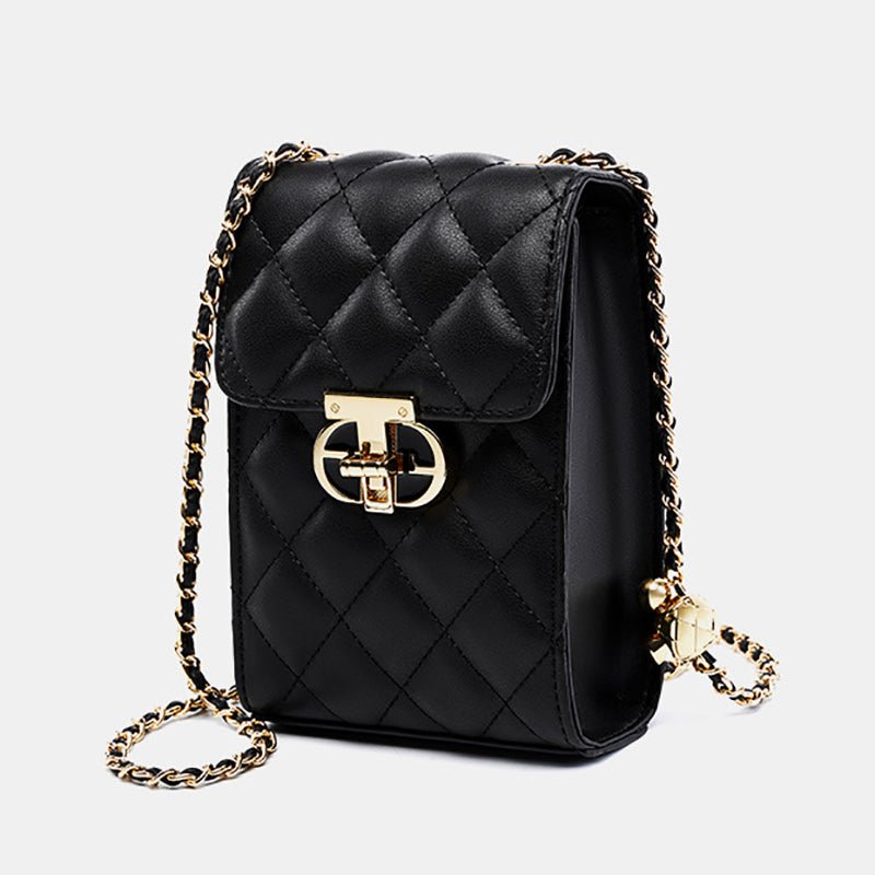 Delsia | Quilted Leather Crossbody Bag – Sophisticated & Timeless Design - in Black | Arvea Bags