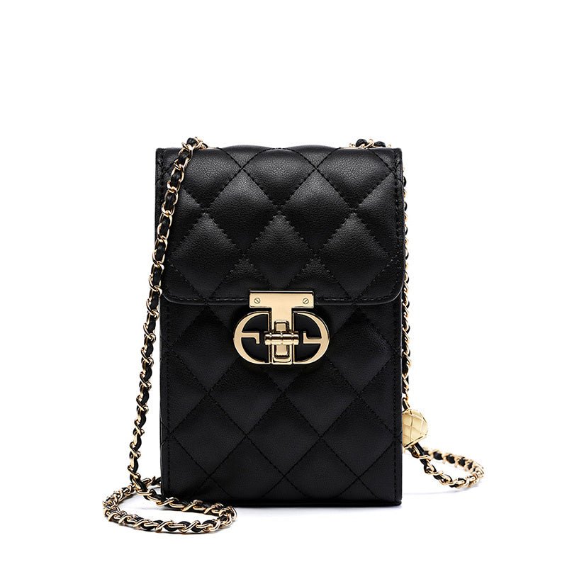 Delsia | Quilted Leather Crossbody Bag – Sophisticated & Timeless Design - in Black | Arvea Bags