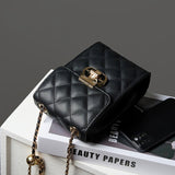 Delsia | Quilted Leather Crossbody Bag – Sophisticated & Timeless Design - in Black | Arvea Bags