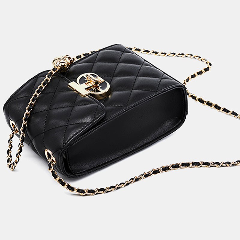 Delsia | Quilted Leather Crossbody Bag – Sophisticated & Timeless Design - in Black | Arvea Bags