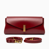 Eden Burgundy Leather Clutch Purse – Elegant Envelope Evening Bag - in Burgundy | Arvea Bags