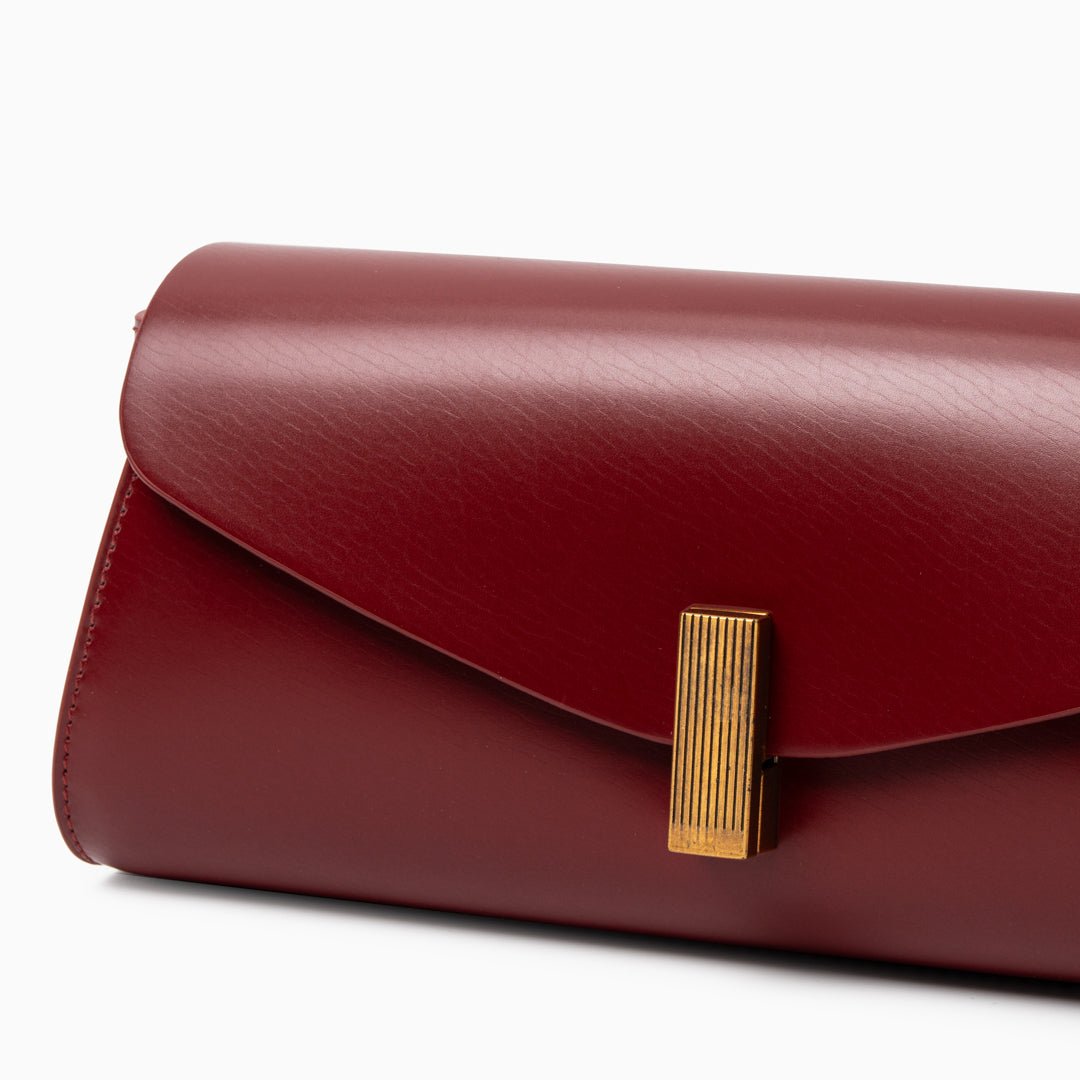 Eden Burgundy Leather Clutch Purse – Elegant Envelope Evening Bag - in Burgundy | Arvea Bags