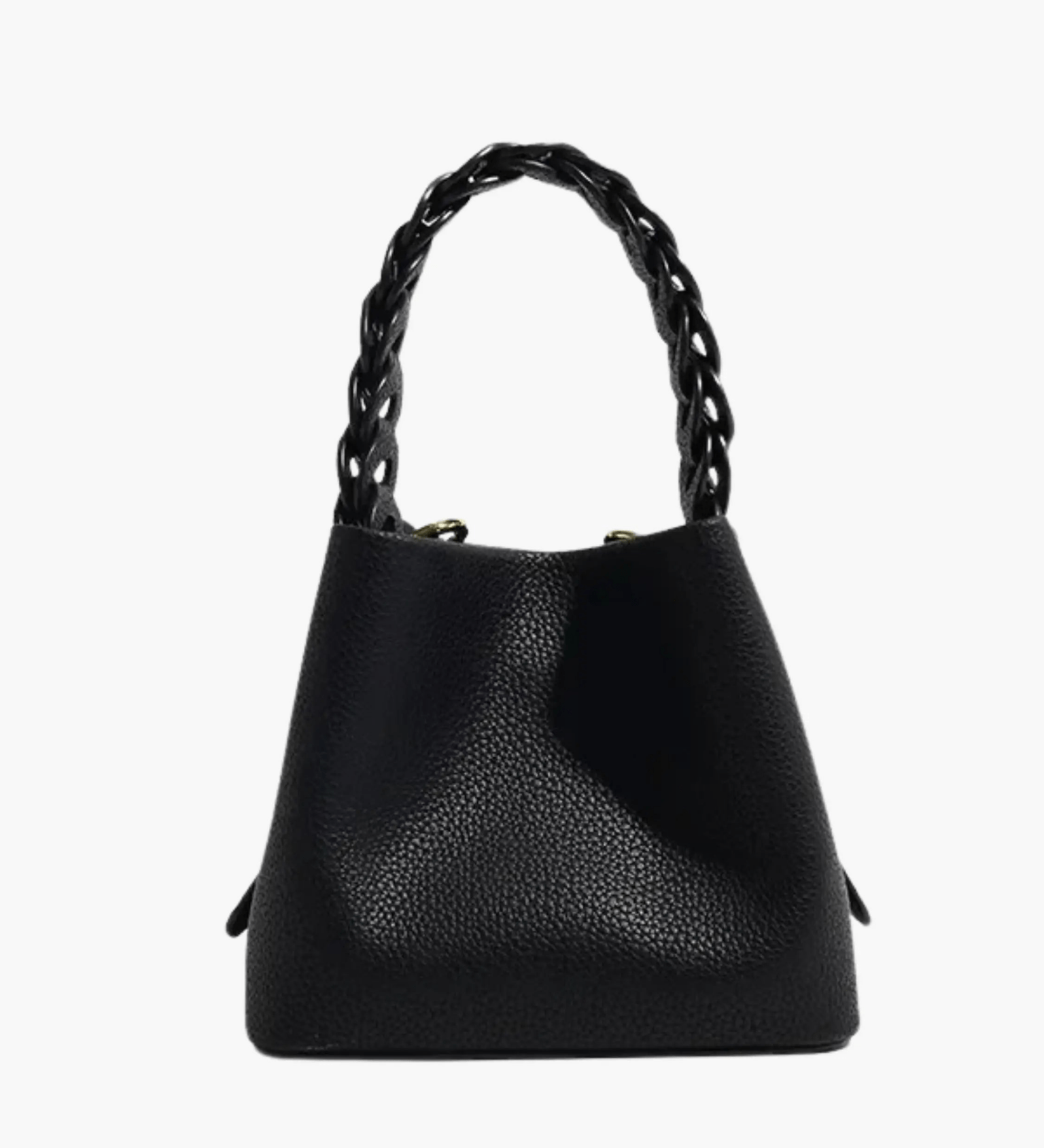 Elara | Blush Pink Braided Handle Tote – Chic & Timeless - in Black | Arvea Bags