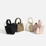 Elara | Blush Pink Braided Handle Tote – Chic & Timeless - in Black | Arvea Bags