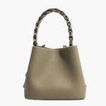 Elara | Blush Pink Braided Handle Tote – Chic & Timeless - in Khaki | Arvea Bags