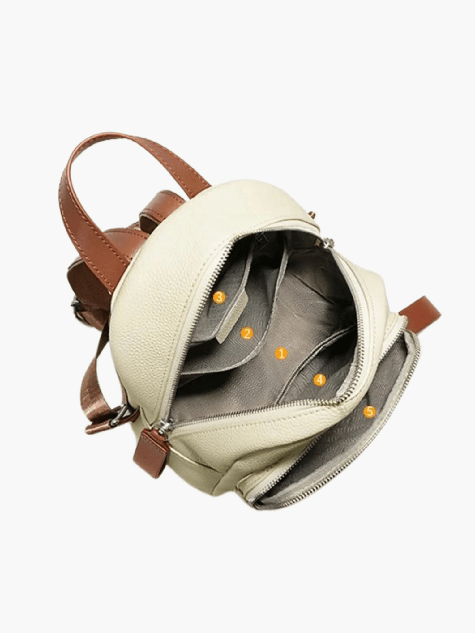 Elara | Cream Leather Mini Backpack – Chic & Compact - in Light Beige | Arvea Bags