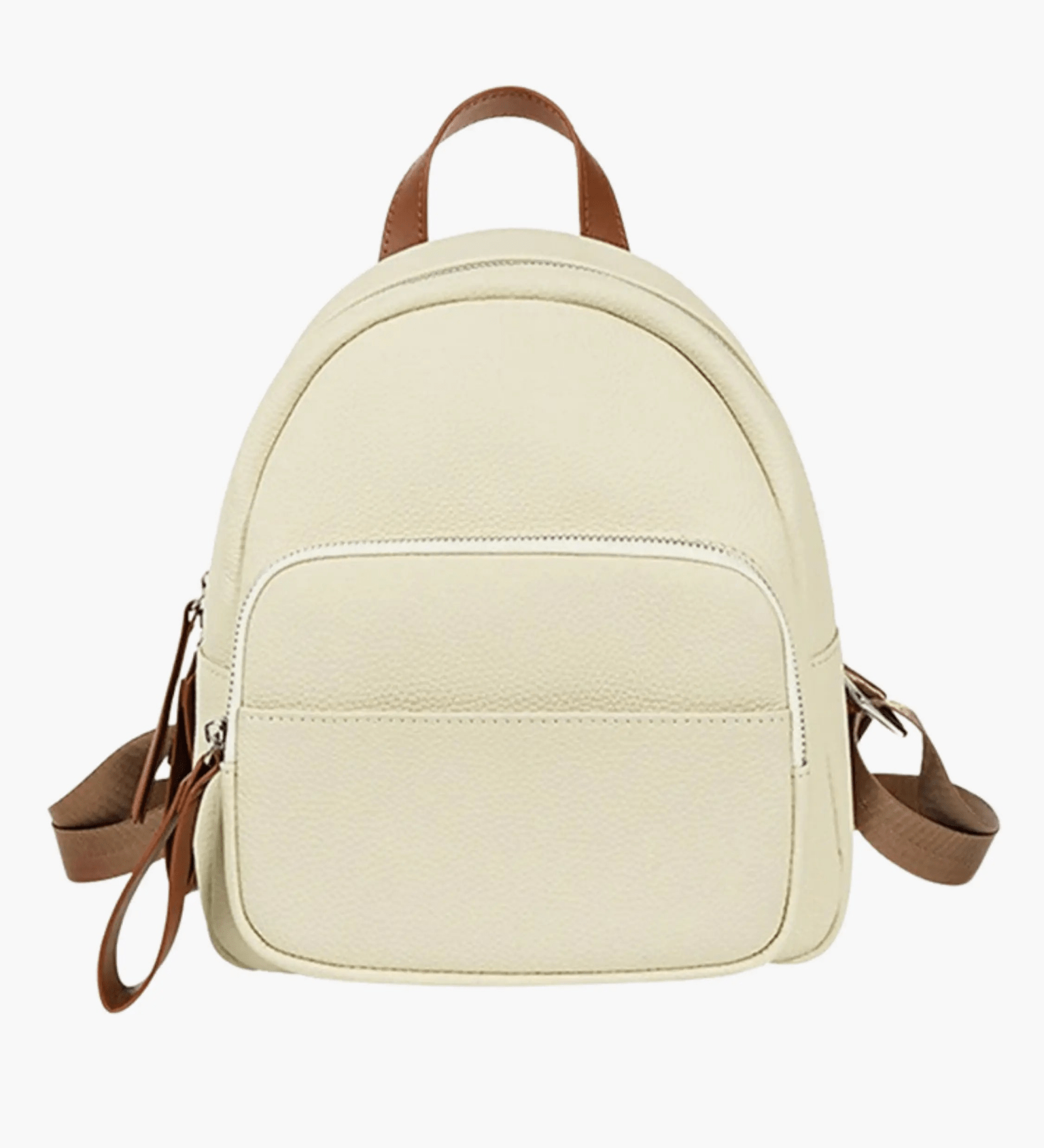 Elara | Cream Leather Mini Backpack – Chic & Compact - in Light Beige | Arvea Bags