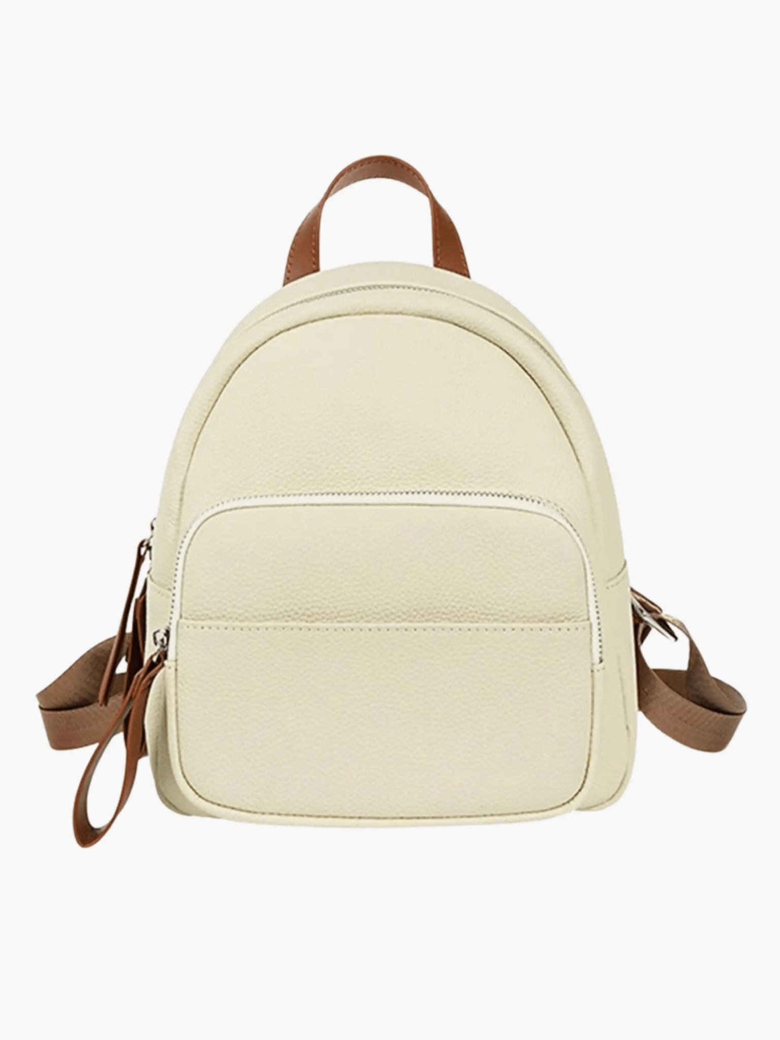 Elara | Cream Leather Mini Backpack – Chic & Compact - in Light Beige | Arvea Bags