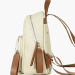 Elara | Cream Leather Mini Backpack – Chic & Compact - in Light Beige | Arvea Bags