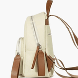 Elara | Cream Leather Mini Backpack – Chic & Compact - in Light Beige | Arvea Bags