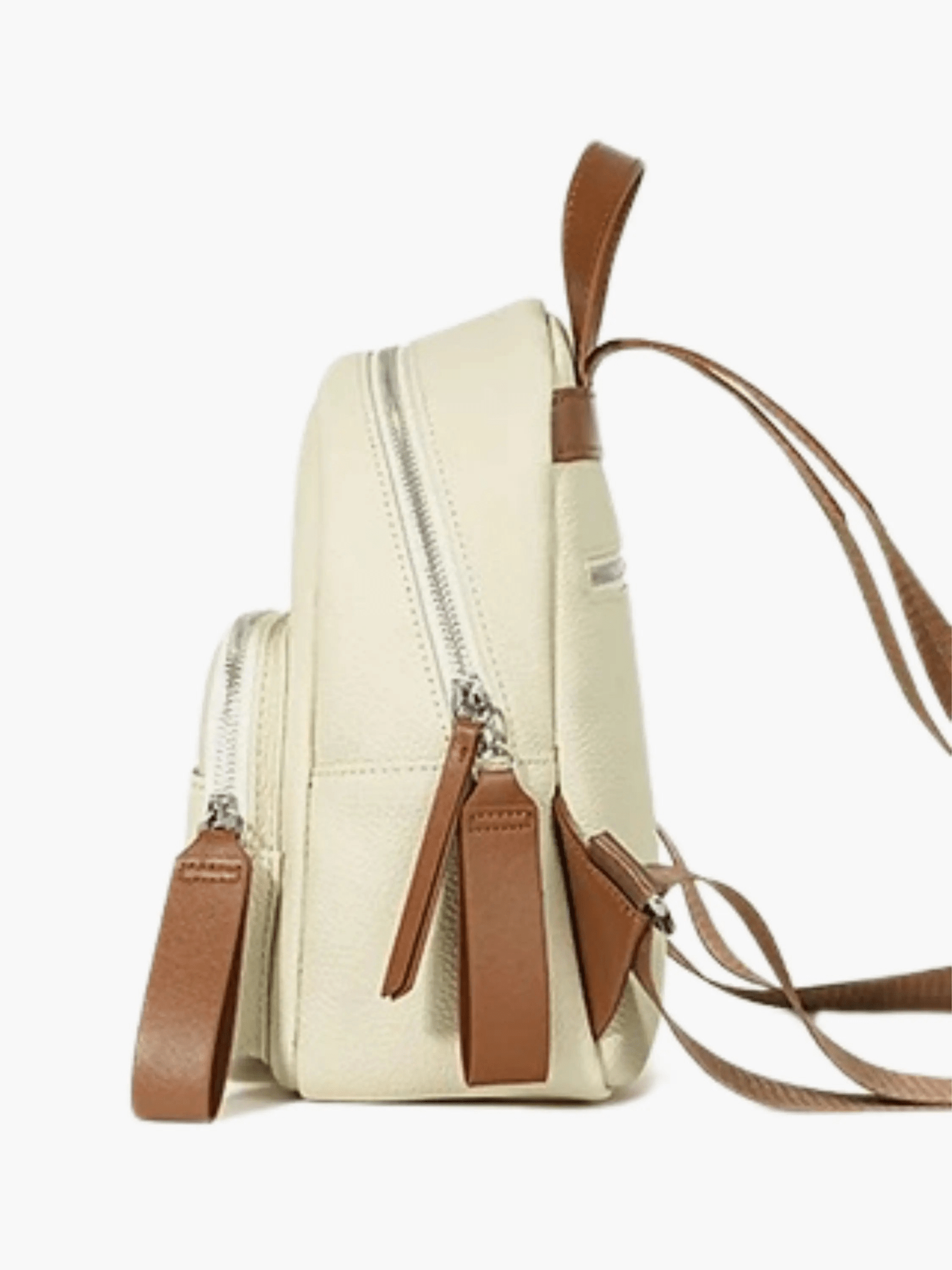 Elara | Cream Leather Mini Backpack – Chic & Compact - in Light Beige | Arvea Bags