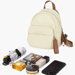 Elara | Cream Leather Mini Backpack – Chic & Compact - in Light Beige | Arvea Bags