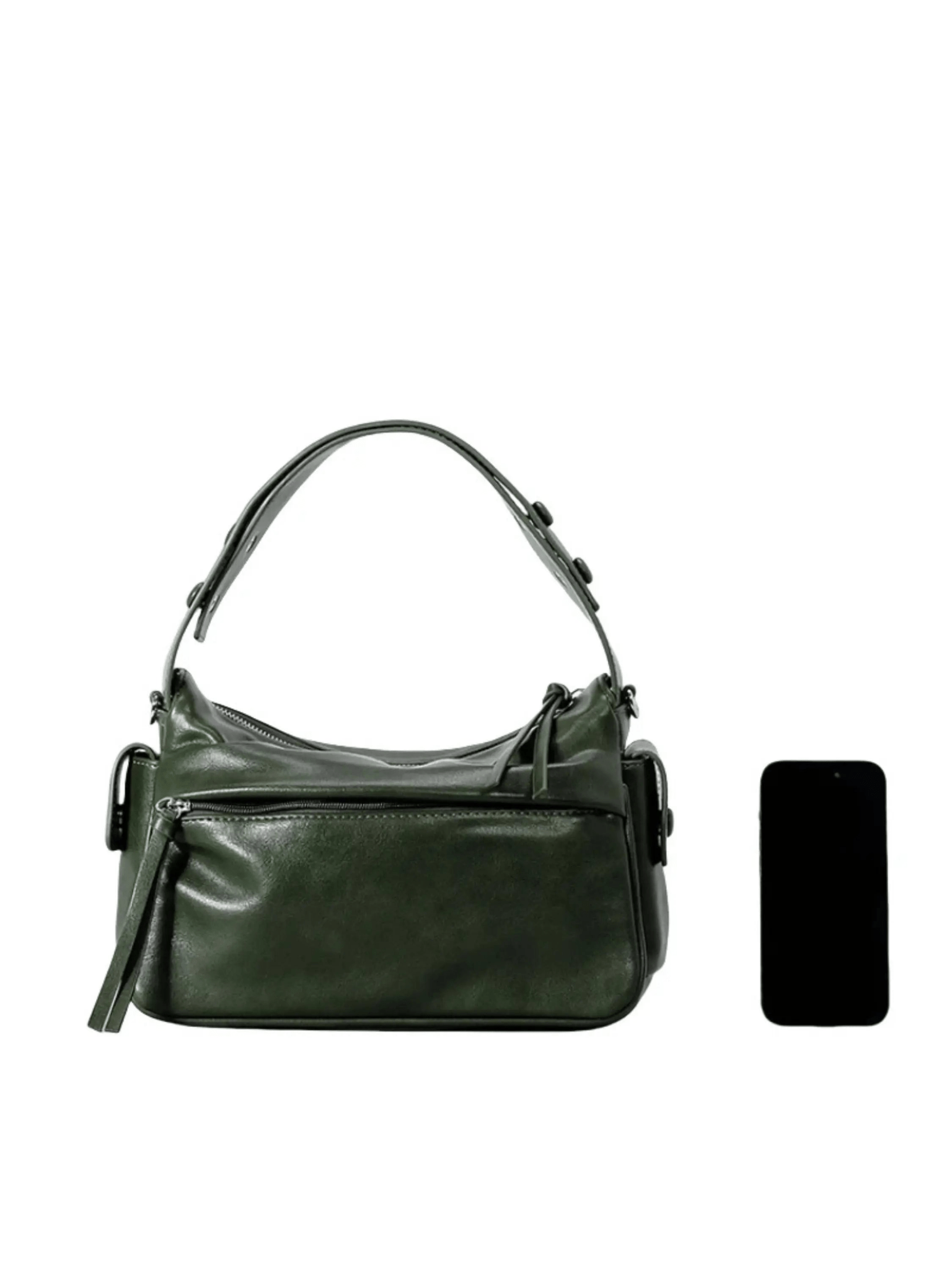 Elara | Luxe Deep Green Leather Shoulder Bag – Stylish & Functional - in Black | Arvea Bags