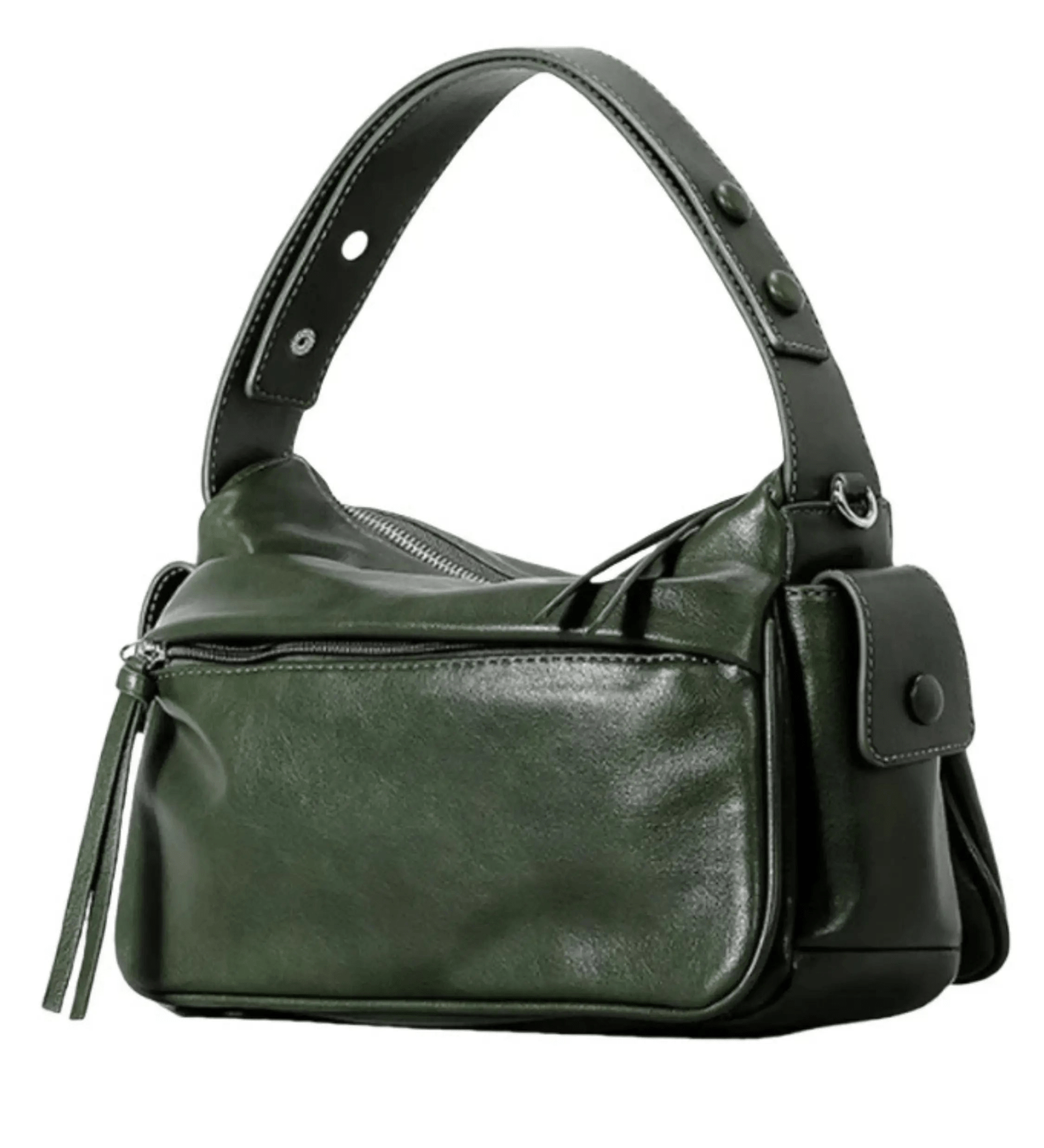 Elara | Luxe Deep Green Leather Shoulder Bag – Stylish & Functional - in Black | Arvea Bags
