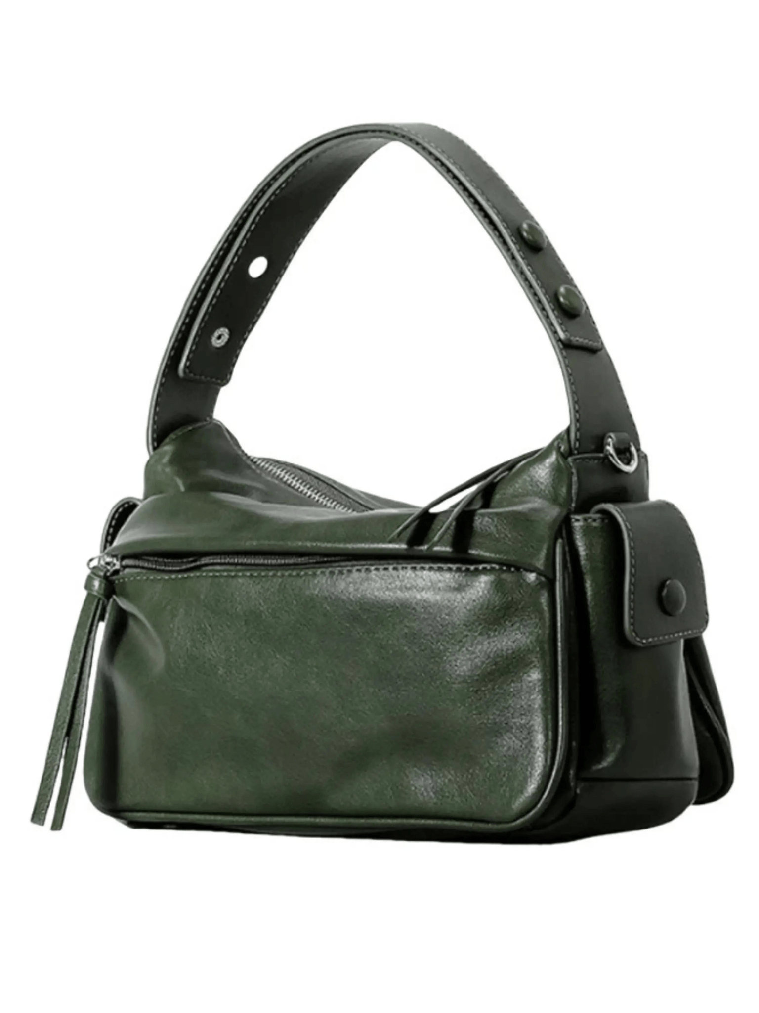 Elara | Luxe Deep Green Leather Shoulder Bag – Stylish & Functional - in Black | Arvea Bags