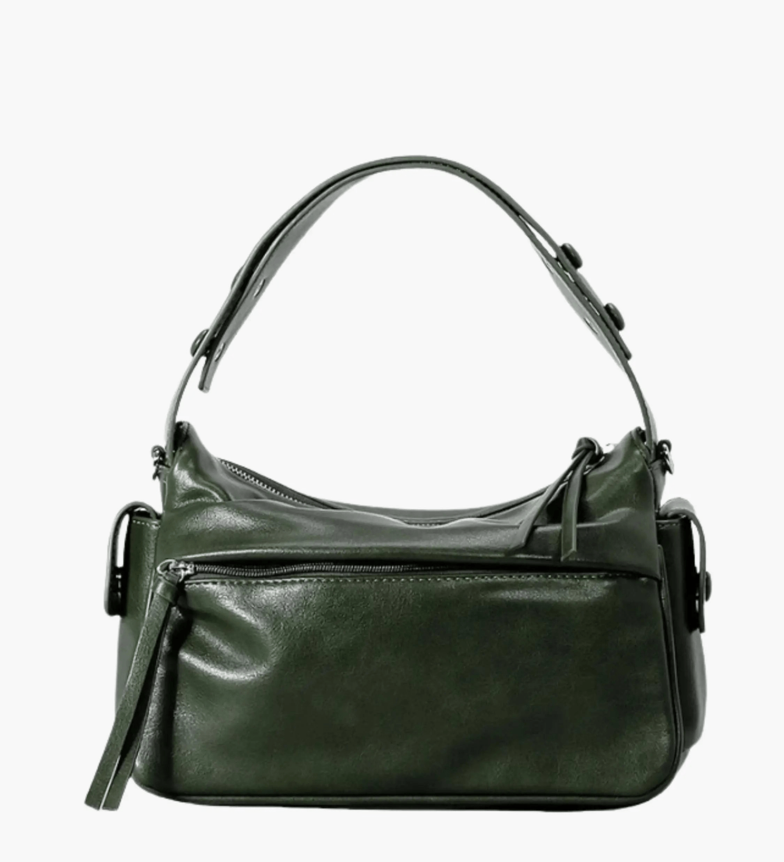 Elara | Luxe Deep Green Leather Shoulder Bag – Stylish & Functional - in Black | Arvea Bags