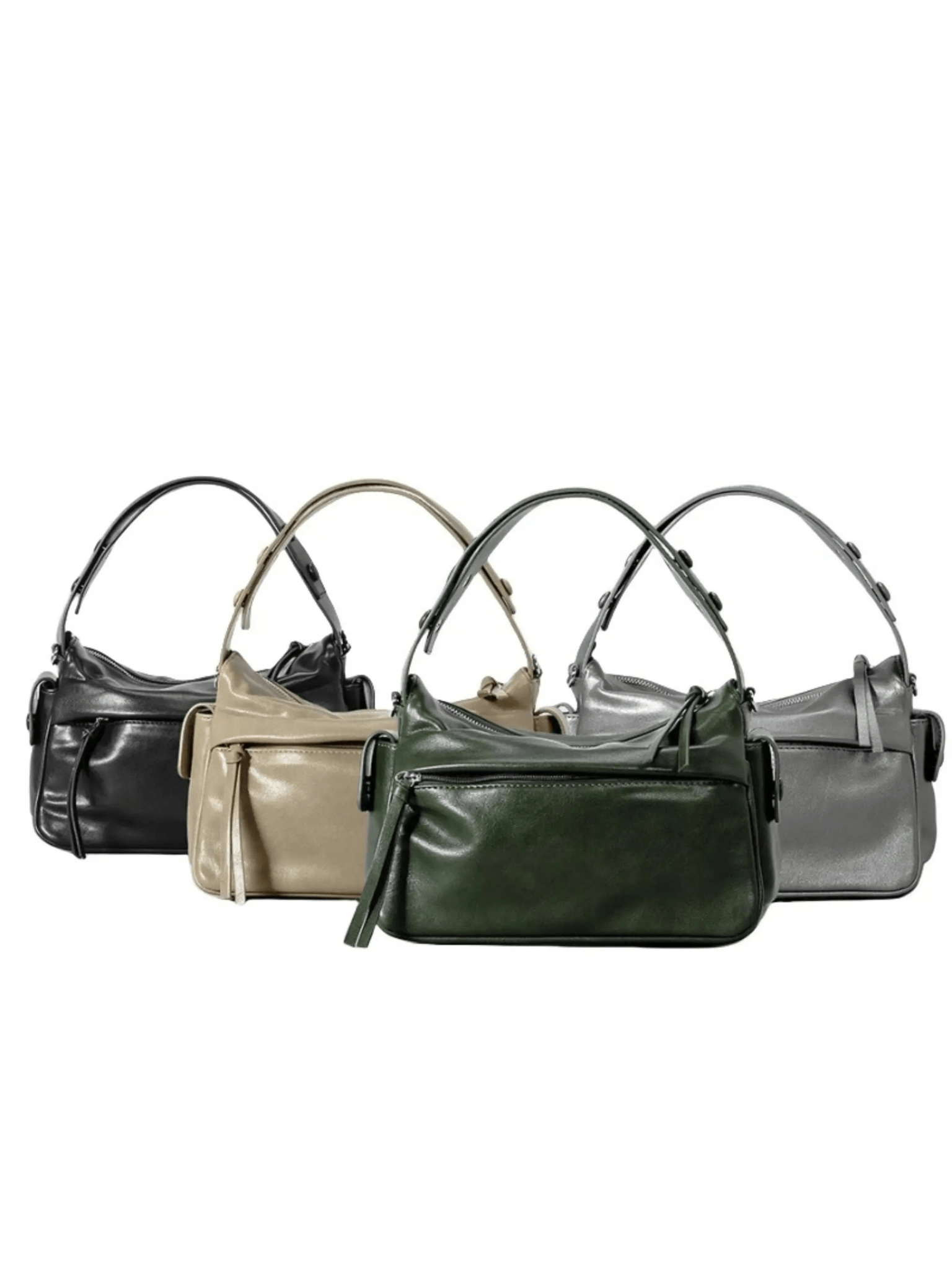 Elara | Luxe Deep Green Leather Shoulder Bag – Stylish & Functional - in Black | Arvea Bags