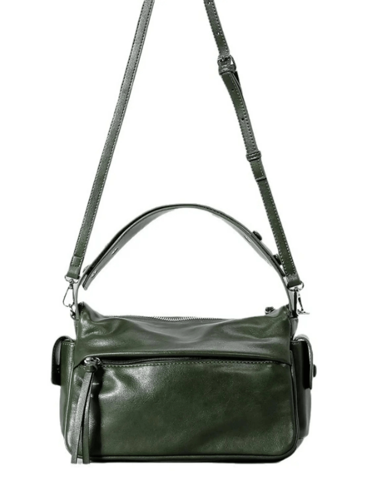 Elara | Luxe Deep Green Leather Shoulder Bag – Stylish & Functional - in Black | Arvea Bags