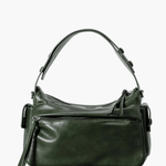 Elara | Luxe Deep Green Leather Shoulder Bag – Stylish & Functional - in Khaki | Arvea Bags