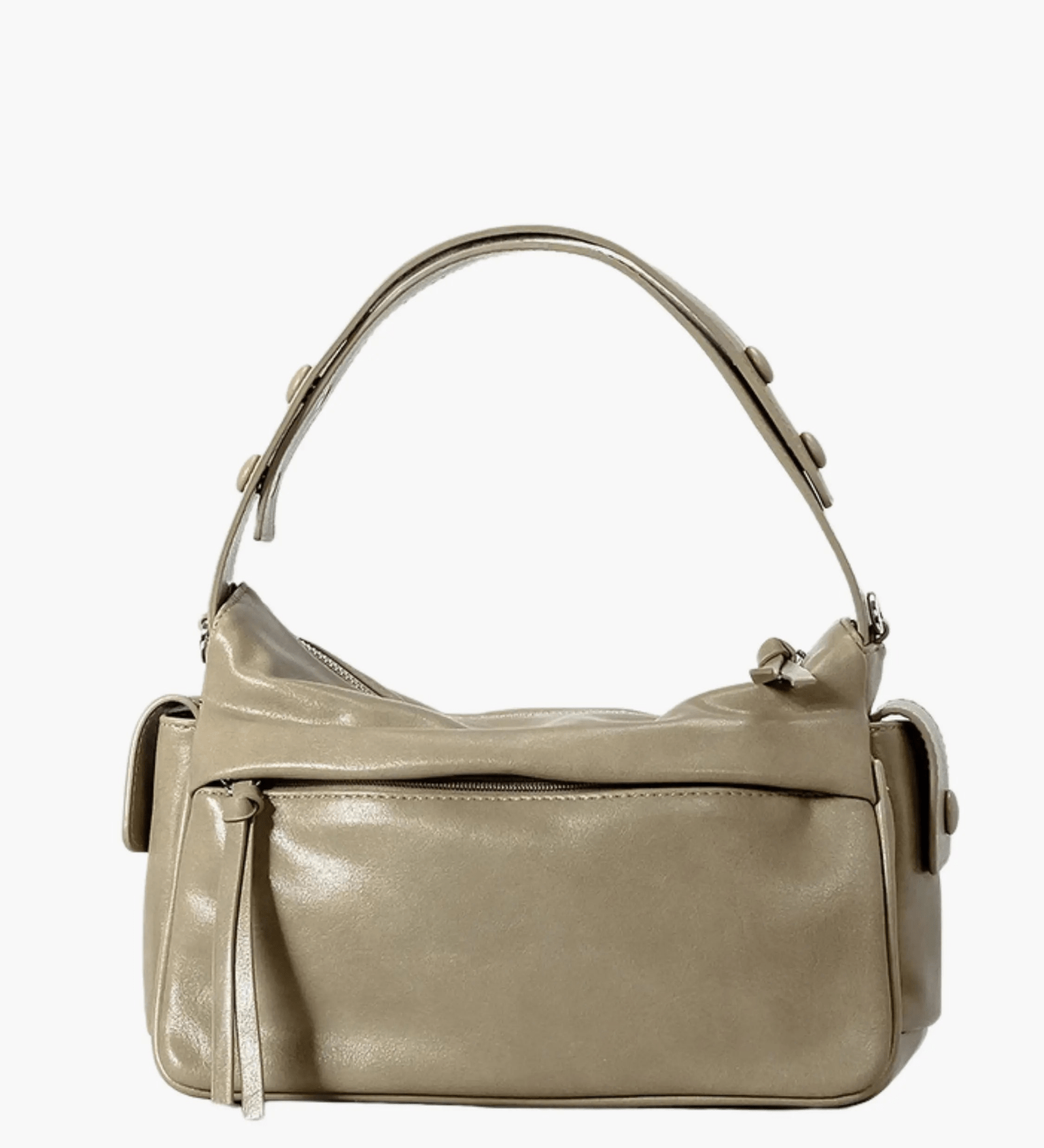 Elara | Luxe Deep Green Leather Shoulder Bag – Stylish & Functional - in Khaki | Arvea Bags