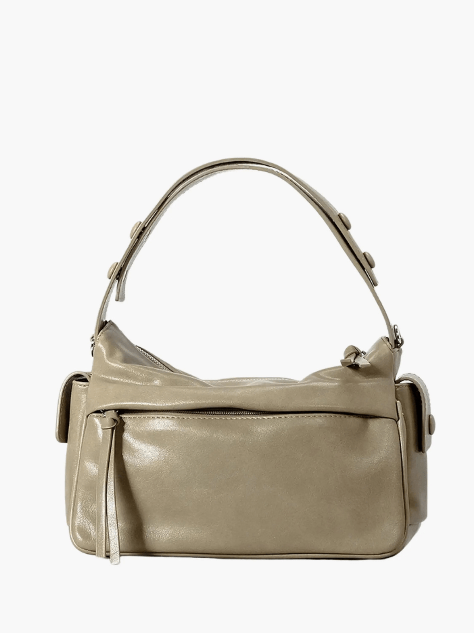 Elara | Luxe Deep Green Leather Shoulder Bag – Stylish & Functional - in Khaki | Arvea Bags