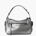 Elara | Luxe Deep Green Leather Shoulder Bag – Stylish & Functional - in Silver | Arvea Bags