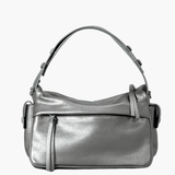 Elara | Luxe Deep Green Leather Shoulder Bag – Stylish & Functional - in Silver | Arvea Bags