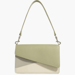 Elara | Olive & Beige Asymmetrical Shoulder Bag – Contemporary Chic - in Light Green | Arvea Bags