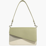 Elara | Olive & Beige Asymmetrical Shoulder Bag – Contemporary Chic - in Light Green | Arvea Bags